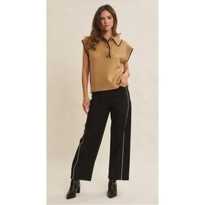 NEW IN FEBRUARY zora piped twill pants in black